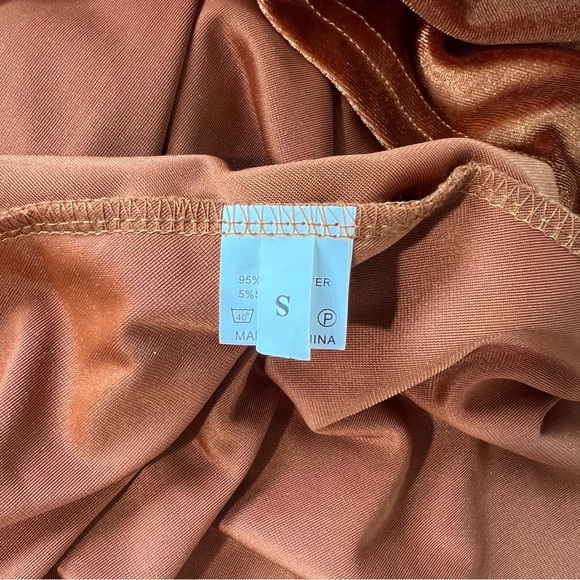 Velvet Copper Renaissance Castlecore‎ Maxi Dress Long Sleeve Ruffle Shoulder SM - Picture 6 of 7